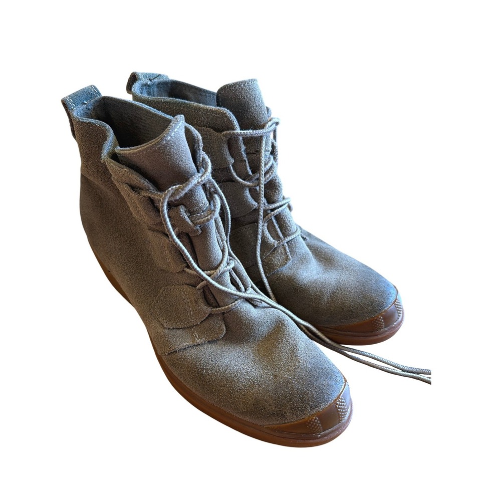 Sorel Toronto Wedge Grey Suede Lace Up Ankle Boots Bootie Womens 7.5 NL2115-245